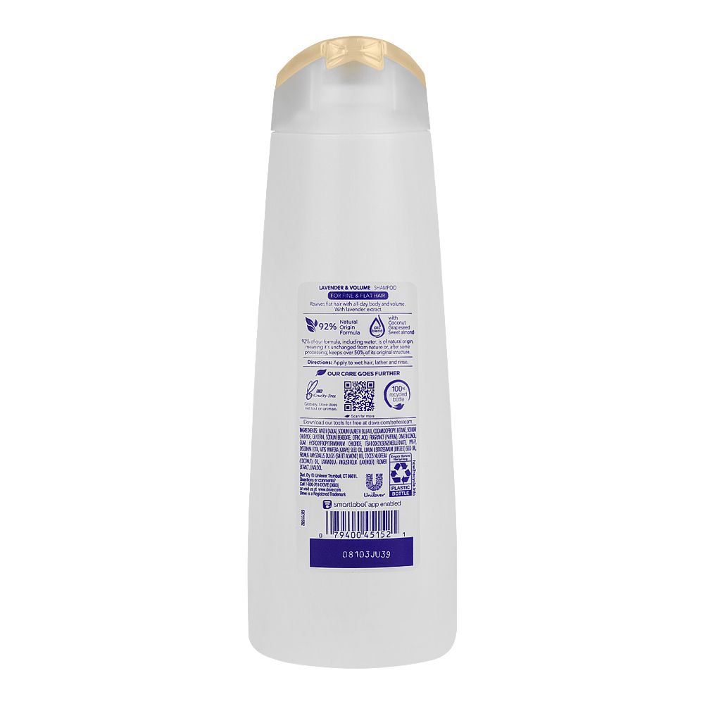 Dove Lavender & Volume Paraben Free Shampoo For Fine & Flat Hair 355ml