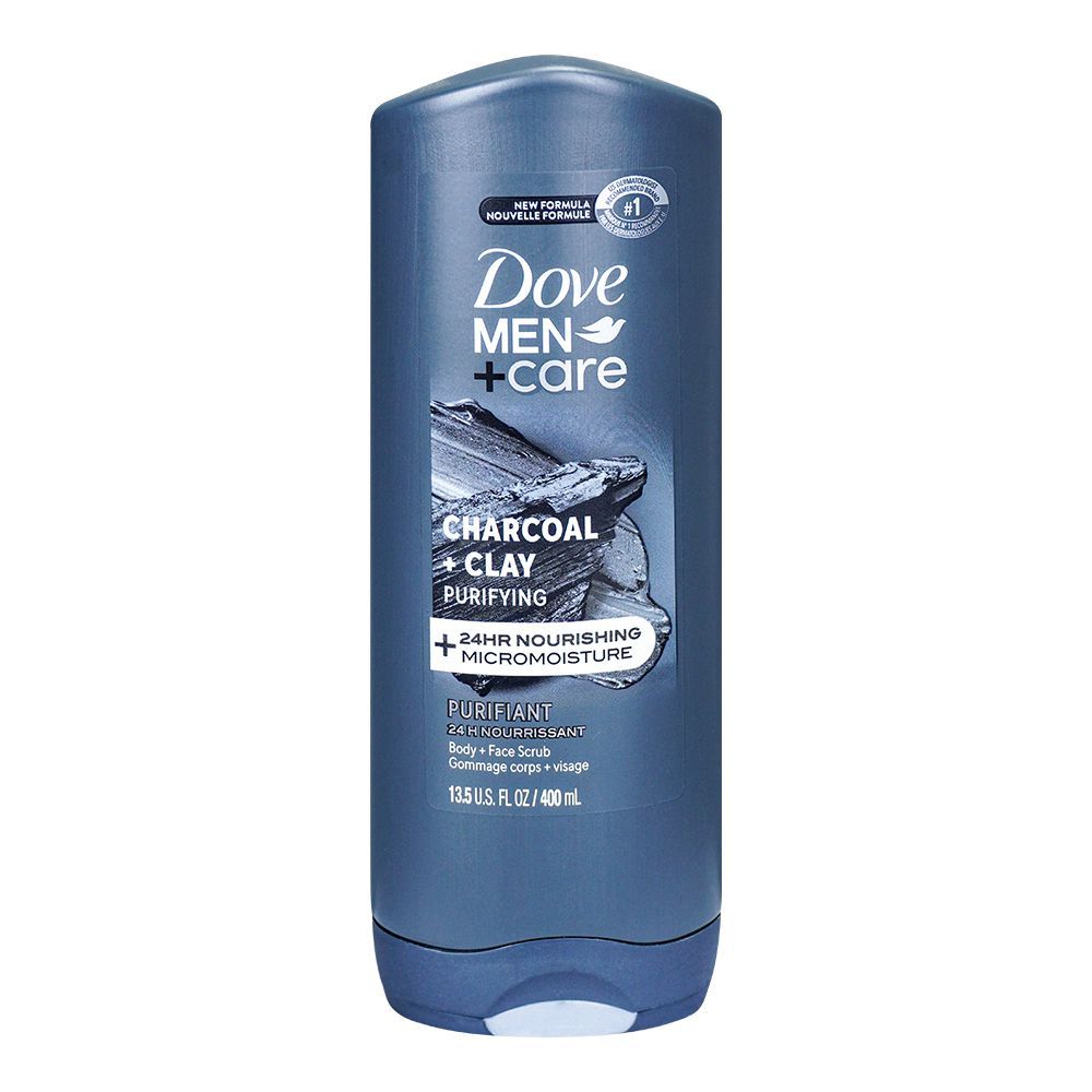 Dove Men+ Care Charcoal + Clay Purifying Micro Moisture Body & Face Wash 400ml