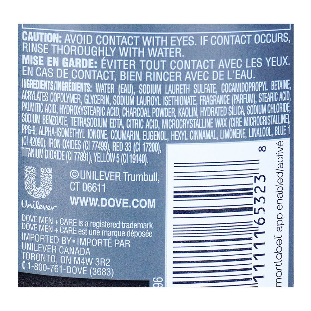 Dove Men+ Care Charcoal + Clay Purifying Micro Moisture Body & Face Wash 400ml