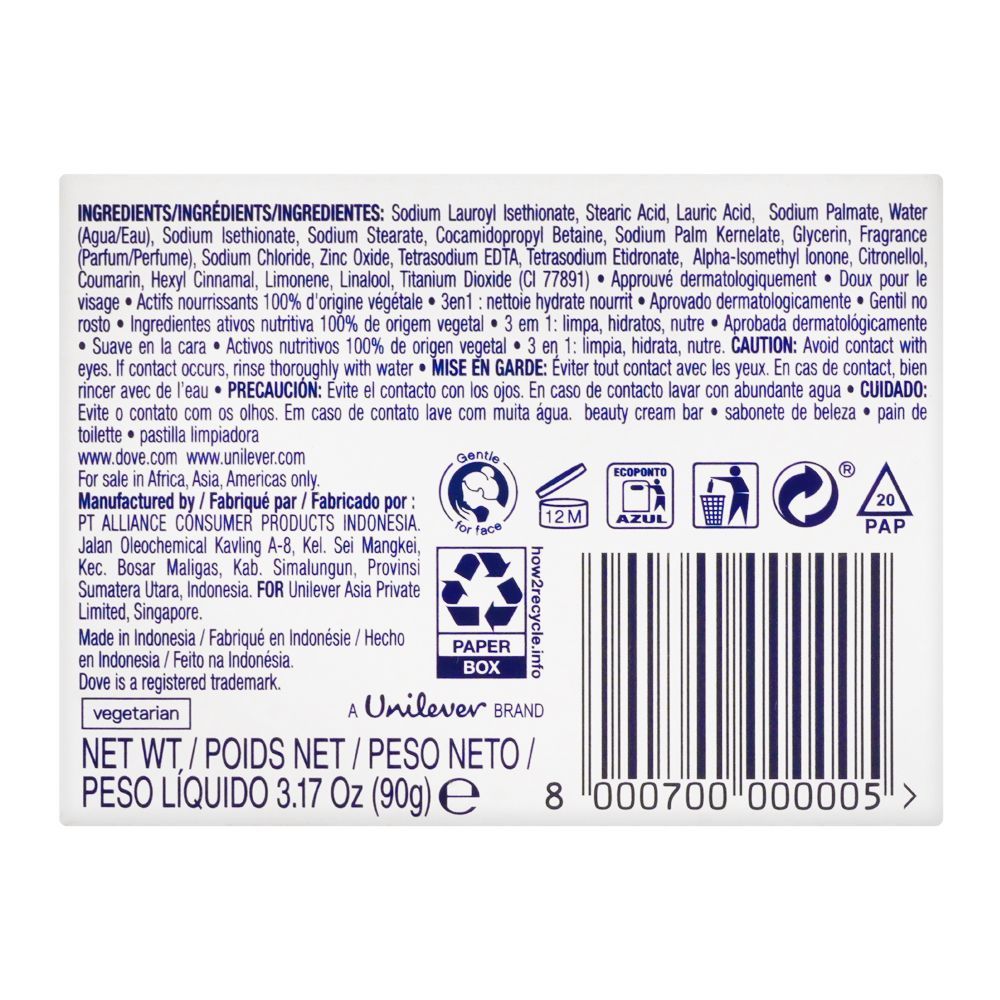 Dove Beauty Cream Bar White Deep Moisture For Soft Skin 90g