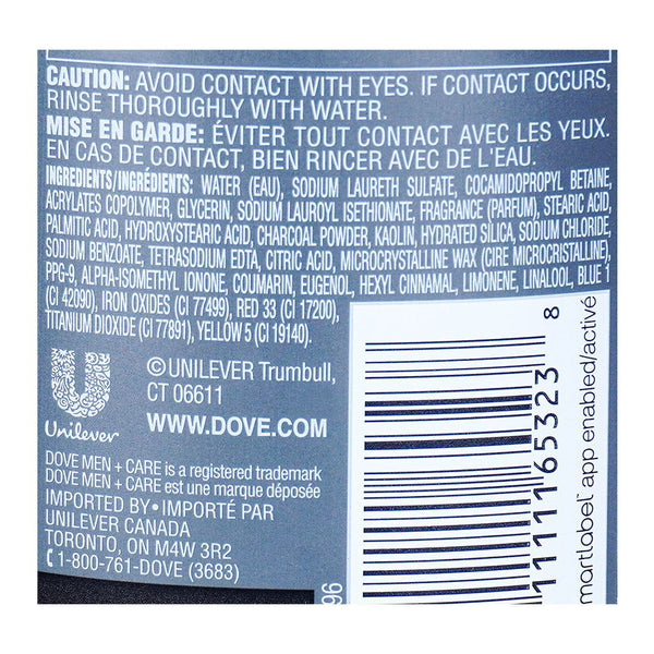 Dove Men+ Care Charcoal + Clay Purifying Micro Moisture Body & Face Wash 400ml