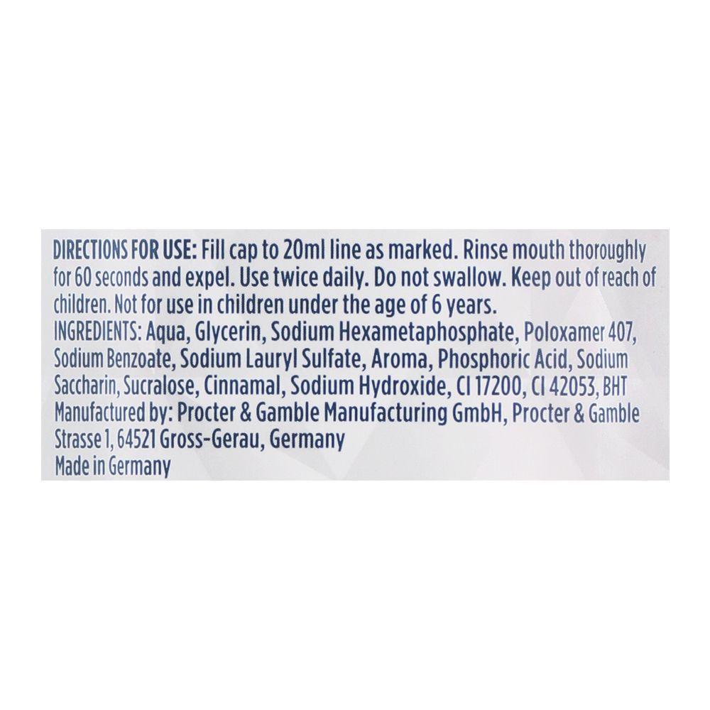 Oral-B 3D White Luxe 7 Perfection Clean Mint Mouthwash, 500ml