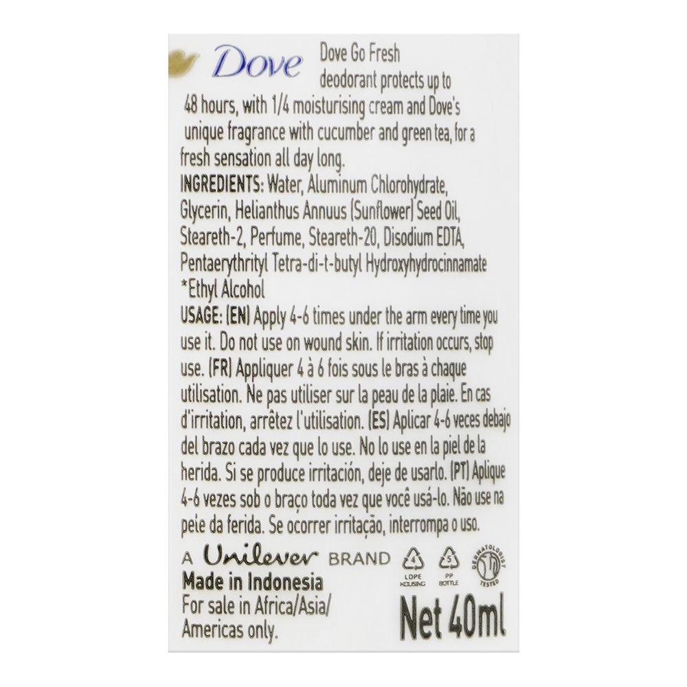 Dove Go Fresh Cucumber & Green Tea Roll On For Women 40ml