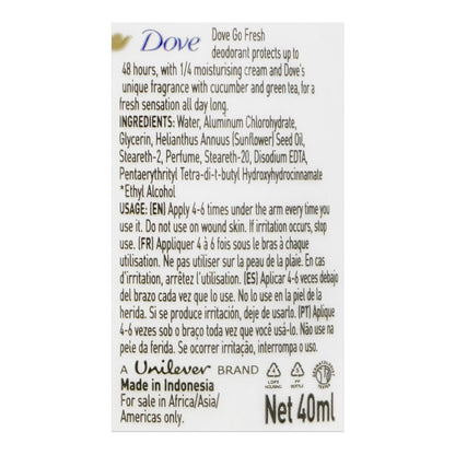 Dove Go Fresh Cucumber & Green Tea Roll On For Women 40ml