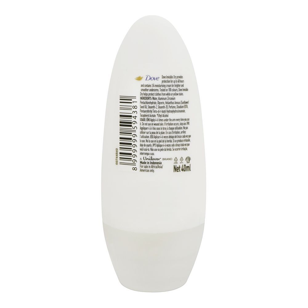 Dove Invisible Dry Anti White And Yellow Roll On For Women 40ml