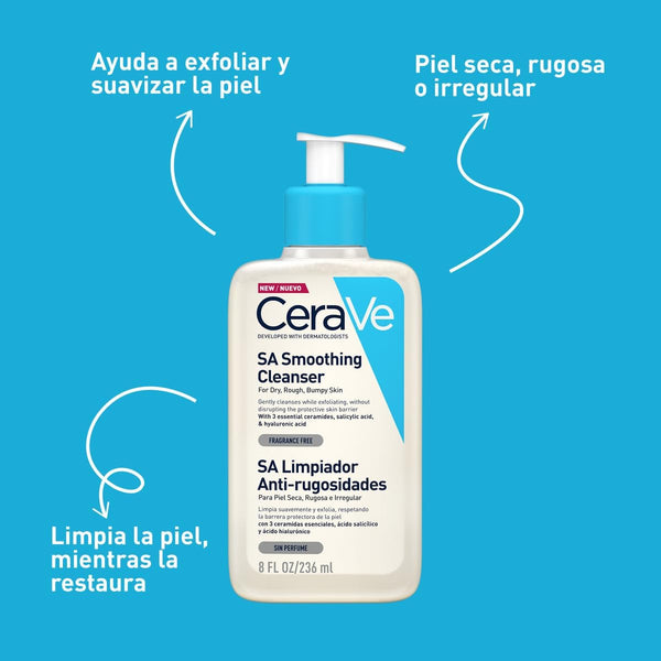 CeraVe Fragrance Free SA Smoothing Cleanser, For Dry, Rough & Bumpy Skin, 236ml