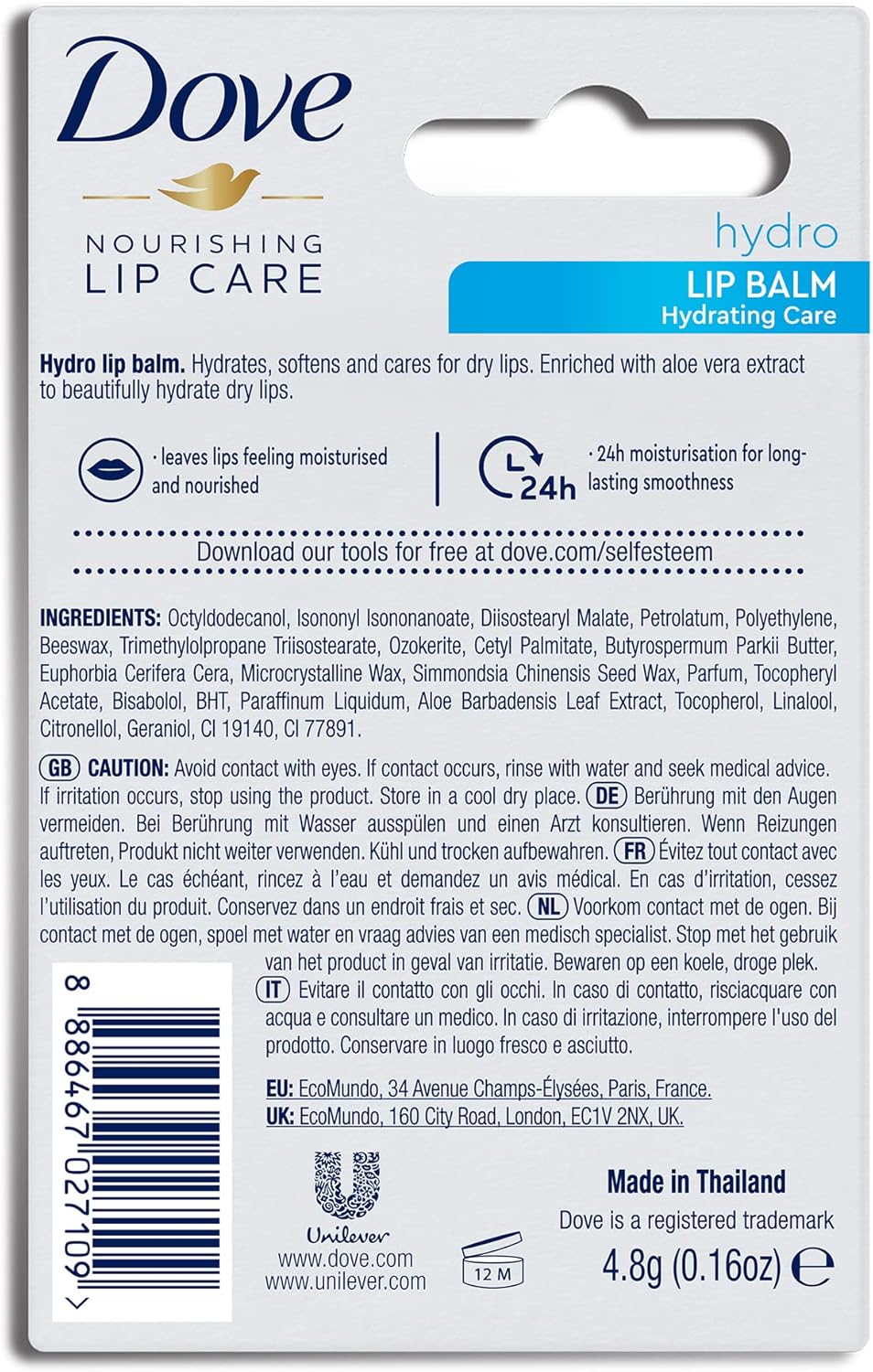 Dove Nourishing Lip Care Hydrating Lip Balm 4.8g