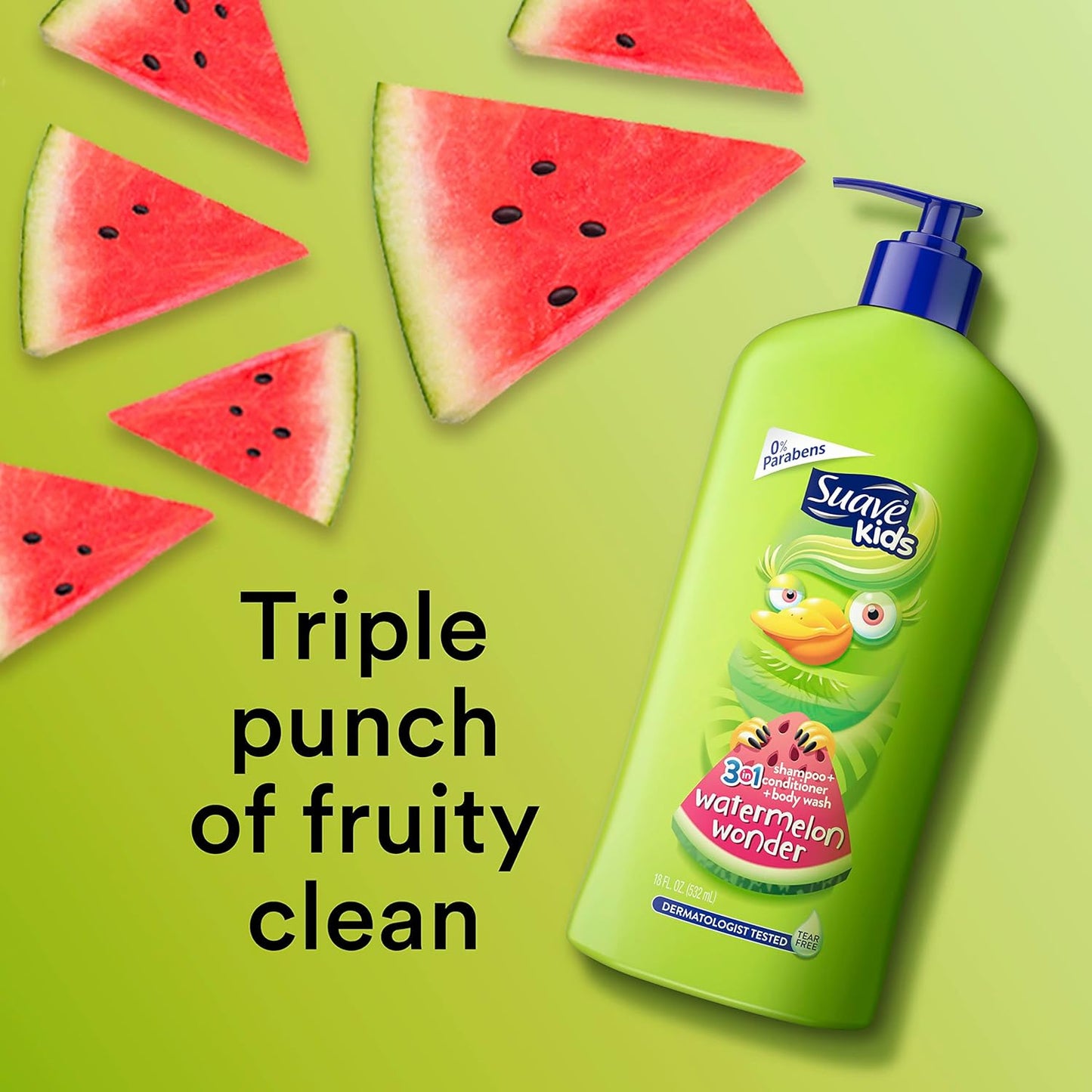 Suave Kids Shampoo & Conditioner 3-in-1, Watermelon 532 ml