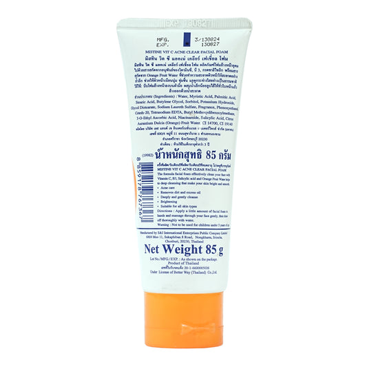Mistine Acne Clear VIT C Facial Foam 85 gm