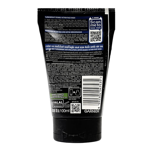 Garnier Men Turbo Bright Double Action Face Wash 100 ml