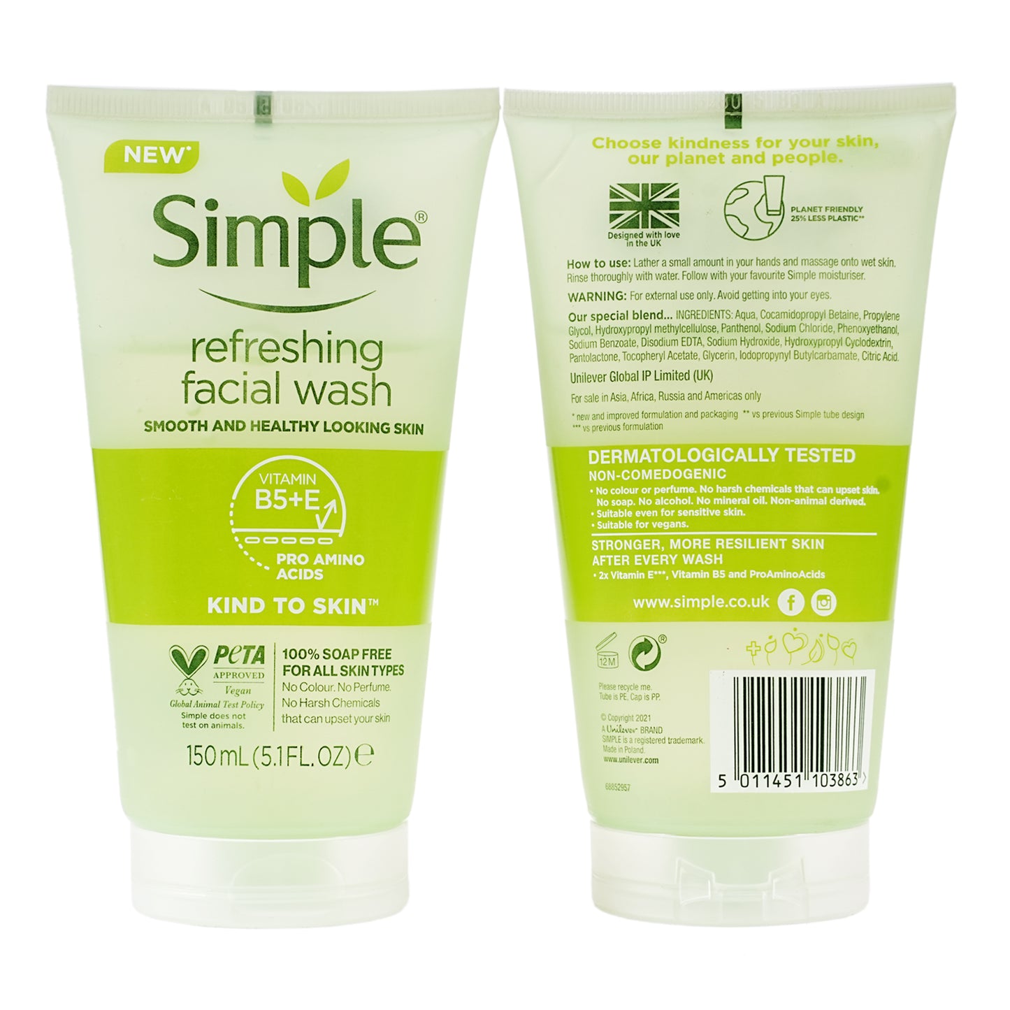 Simple Refreshing Facial Wash Gel 150 ml